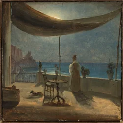 Une terrasse à Amalfi au clair de lune