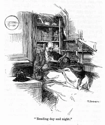 Portrait du capitaine Joshua Slocum (1844-1909) qui a entrepris le premier tour du monde à la voile en 1895. Dessin de Thomas Fogarty (1873-1938) 20ème siècle