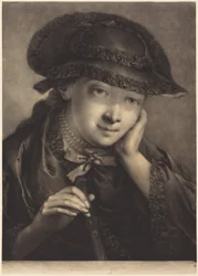 Jeune femme tenant un éventail