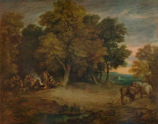 Campement de gitans : Coucher de soleil, vers 1758, 1935