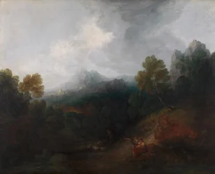 Vallée de montagne avec figures et village lointain, entre 1773 et 1777