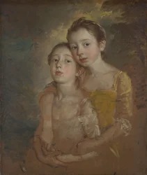 Les filles du peintre avec un chat