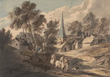Voyageurs à cheval approchant d