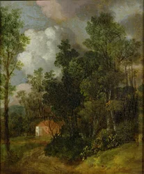 Paysage boisé avec maison de campagne et deux figures
