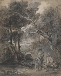 Paysage boisé avec figures