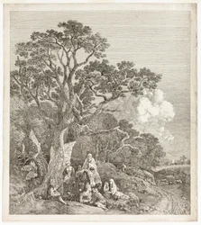 Paysage Boisé avec Gitans Rassemblés autour d
