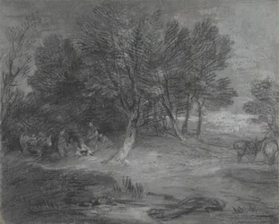 Paysage boisé avec campement de gitans