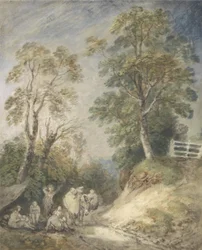 Paysage boisé avec campement de gitans