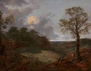 Paysage boisé avec une chaumière et un berger, 1748 à 1750