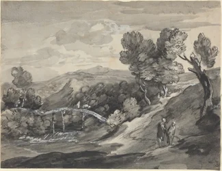 Paysage de hautes terres boisé avec un pont