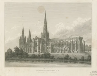 Cathédrale de Lichfield - Vue Sud-Est: gravure, nd [c 1833]