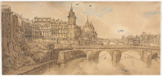 Une sélection de vingt des vues les plus pittoresques de Paris : Vue du Pont au Change, du Théâtre de la Ville, du Pont Neuf, de la prison de la Conciergerie, prise du Pont Notre Dame