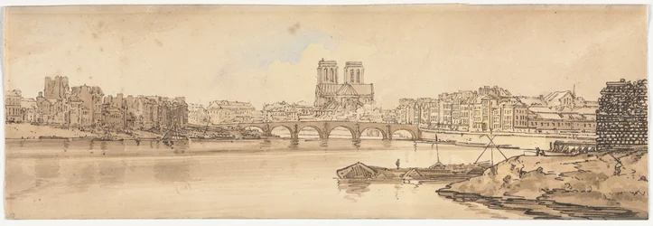 Une sélection de vingt des vues les plus pittoresques de Paris : Vue du Pont de la Tournelle et de Notre-Dame prise de l