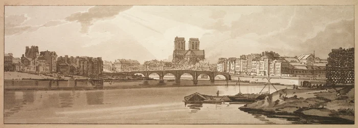 Une sélection de vingt des vues les plus pittoresques de Paris : Vue du Pont de la Tournelle, 1802