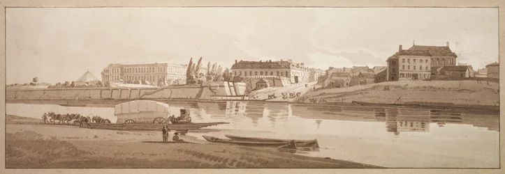 Une sélection de vingt vues parmi les plus pittoresques de Paris : Vue du palais et du village de Choisi sur les bords de la Seine