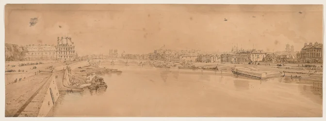 Une sélection de vingt des vues les plus pittoresques de Paris : Vue des Tuileries et du pont prise du Pont de la Concorde