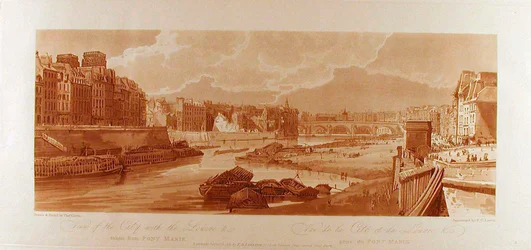 Ansicht der Stadt mit dem Louvre &c vom Pont-Marie aus gesehen