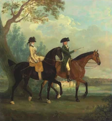 Marcia Pitt et son frère George Pitt, plus tard deuxième baron Rivers, chevauchant dans le parc de Stratfield Saye House, Hampshire