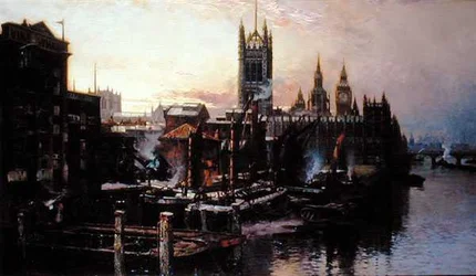 Vue des Chambres du Parlement depuis la Tamise, Londres