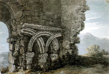 No.3204 Chapiteaux saxons dans les murs de l