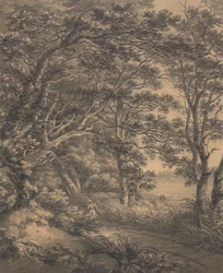 Paysage fluvial avec figures