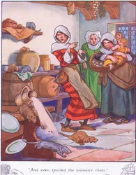 Et a même gâché les discussions des femmes (lithographie en couleur)