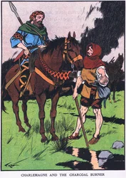 Charlemagne et le charbonnier (lithographie couleur)
