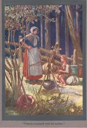 François est resté avec sa mère (lithographie couleur)