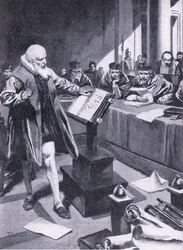 Galilée comparaît devant les cardinaux à Rome, illustration tirée de "Cassell