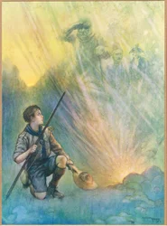 Héros du passé, illustration tirée du "Newnes Pictorial Book of Knowledge" (lithographie couleur)