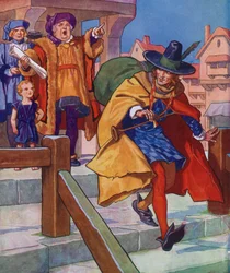 Illustration pour Le joueur de flûte de Hamelin (lithographie couleur)