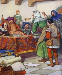 Illustration pour Le joueur de flûte de Hamelin (lithographie couleur)