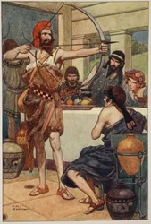 Ulysse punit les prétendants (lithographie couleur)