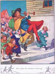 Les enfants se mettent à courir (lithographie couleur)