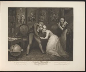 Le maître de maison demande la main de la modeste servante (Planche 8. La bonne fille reçoit les avances honorables de son maître) (Vertu et débauche)
