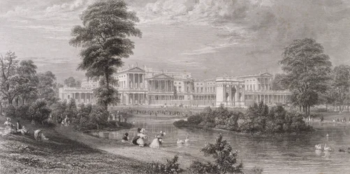 Vue du palais de Buckingham et de Marble Arch, depuis St. James