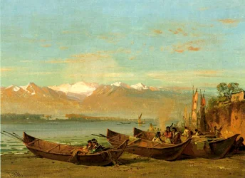 Le festival du saumon, rivière Columbia, vers 1888