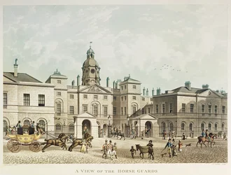 Vue des Horse Guards depuis Whitehall gravée par J.C Sadler