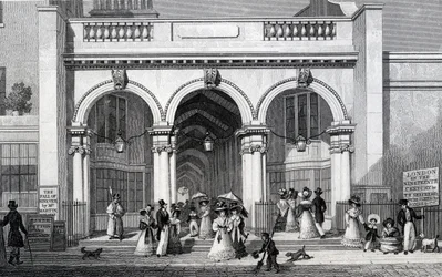 Burlington Arcade, Picadilly, gravée par William Tombleson, 1828