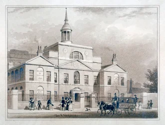 Hôpital de maternité de Londres, City Road, Finsbury, Londres, vers 1827