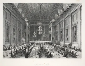 Salle des francs-maçons, de « London Interiors with their Costumes and Ceremonies », publié par Joseph Mead, Londres, vers 1843