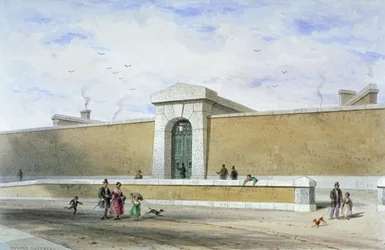 Porte de la prison de Bridewell, Tothill Fields, Westminster, Londres, vers 1850