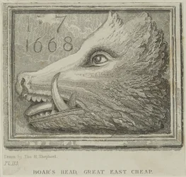 Enseigne de la taverne Boars Head à Eastcheap, c.1850