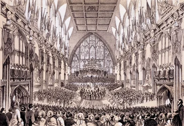 Intérieur du Guildhall - Le Lord Maire et la Corporation présentant leur adresse à l