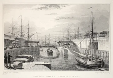 Les docks de Londres, vue vers l