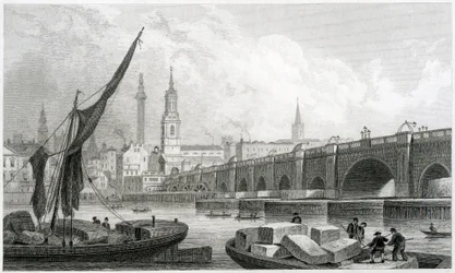 Vieux pont de Londres, depuis Southwark, 1829