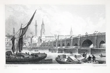 Vieux pont de Londres, depuis Southwark, de 
