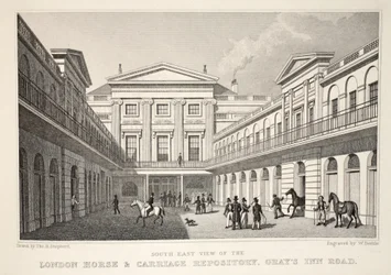 Vue SE du dépôt de chevaux et de voitures de Londres, Gray