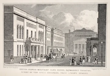 Club militaire United Service, Théâtre Haymarket et partie de la Colonnade de l
