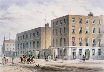 Vue de Soho Square et de la chapelle catholique, 1850